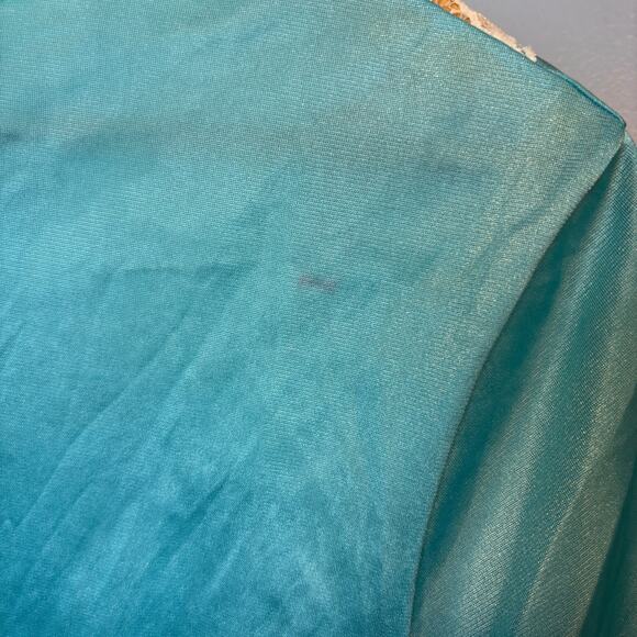 Vintage Vanity Fair Aqua Blue Pajamas 2 piece set Womens small Lace VNeck Button - Picture 7 of 9